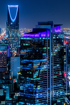 city at night_Kingdom of Saudi Arabia Landscape at night - Riyadh Tower Kingdom Center - Kingdom Tower - Riyadh skyline - Riyadh at night