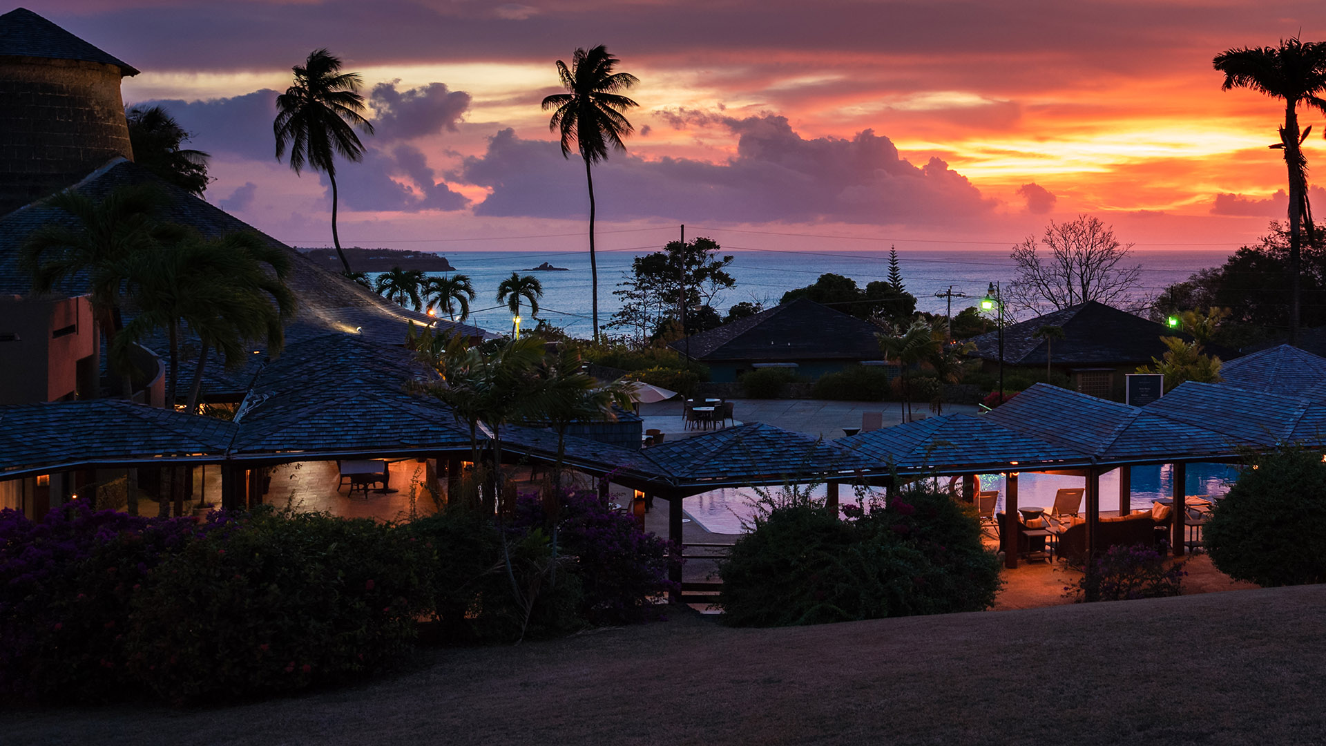 Beautiful peaceful sunset in Tobago Island