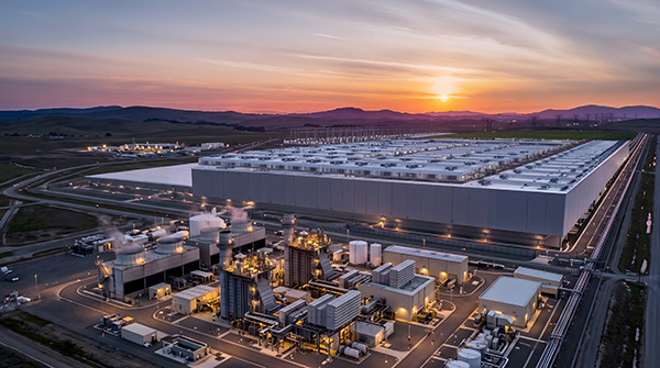 A Gas Turbine Power Station Built Beside a Data Center Campus Providing Dedicated Electricity for Artificial Intelligence Computing Energy and Technology Infrastructure