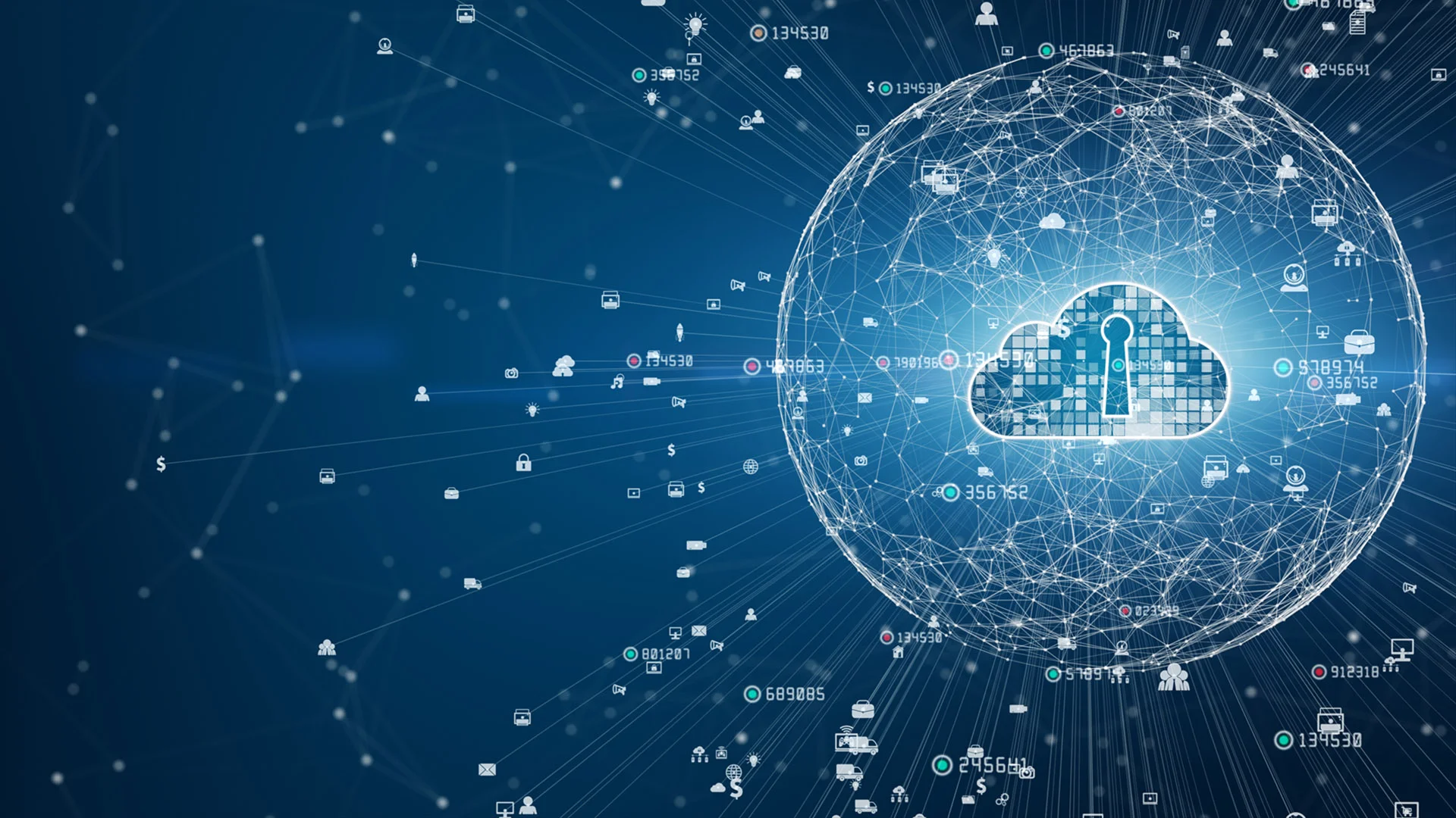 Secure Digital Data Network. Digital Cloud Computing Cyber Security Concept