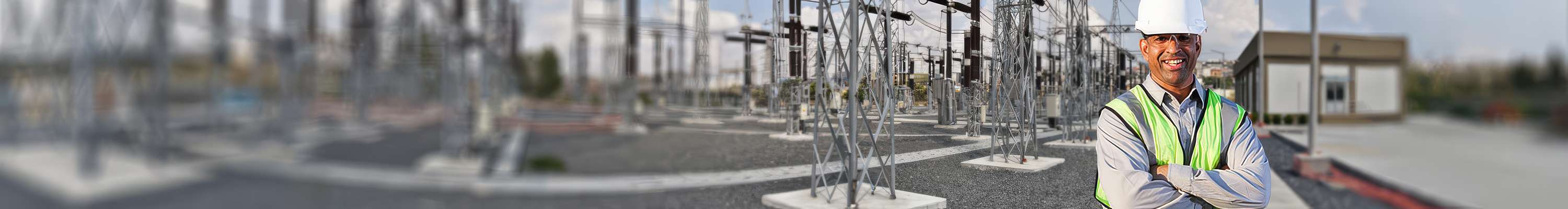 Field engineer at electrical substation, highlighting on-site technical presence