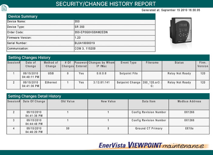 Security audit trail sample screen