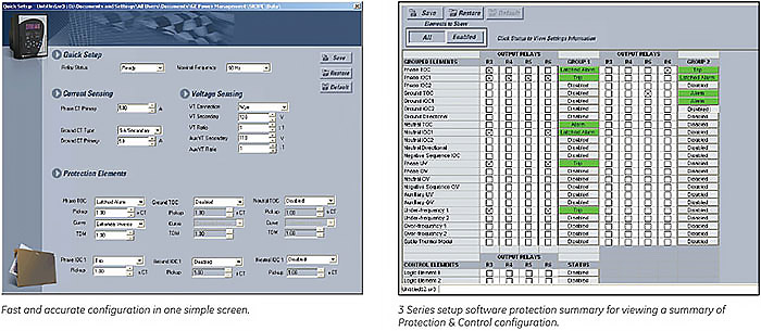 3 Series setup software protection summary for viewing a summary of Protection &amp; Control configuration