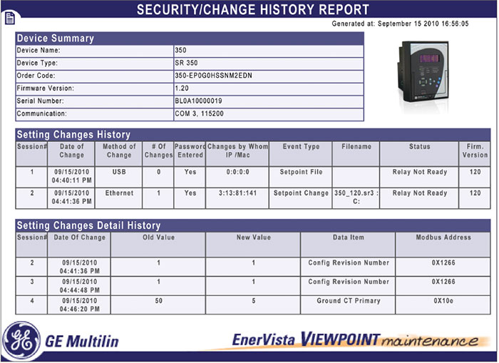 Security change history report