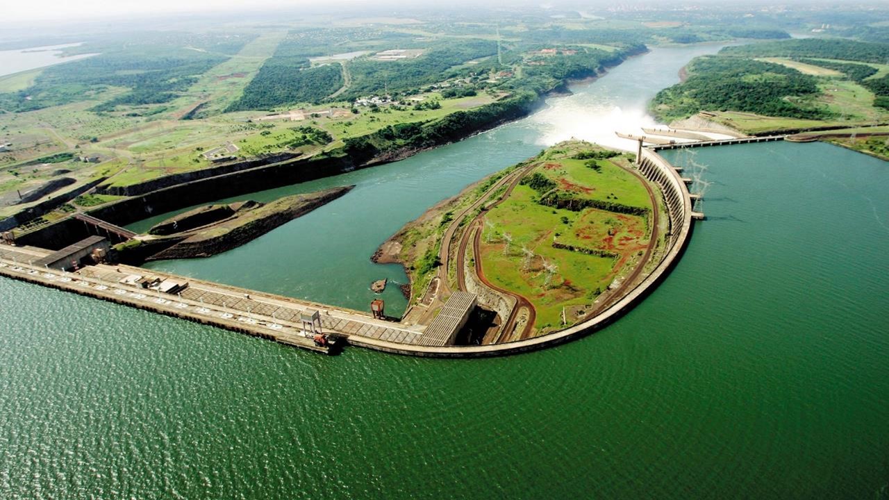 A drone view of a water reservoir