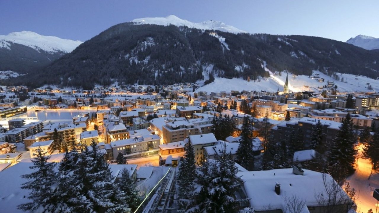 Mountain town at dusk