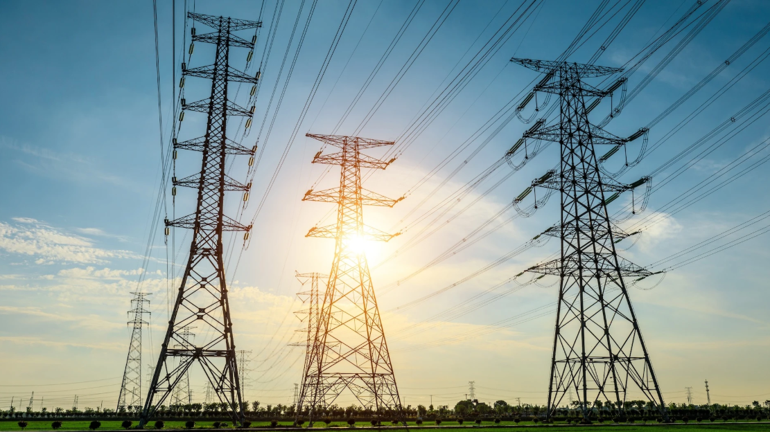 Grid towers in a sunny day 