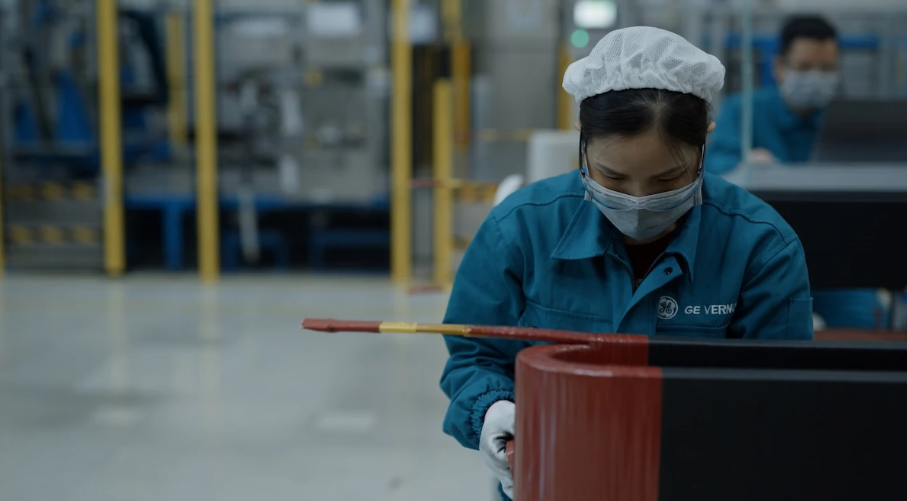 Woman working at GE Vernova’s Hai Phong site