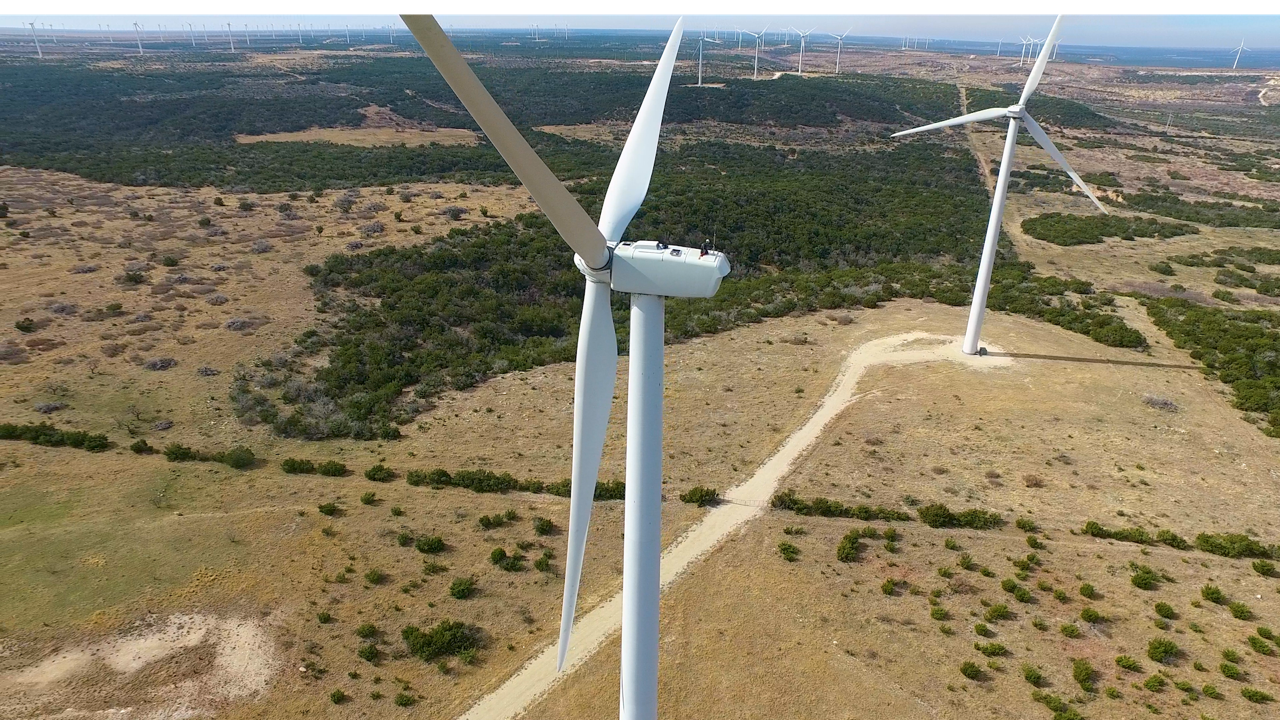 A Texas wind farm with 1MW workhorse wind turbines