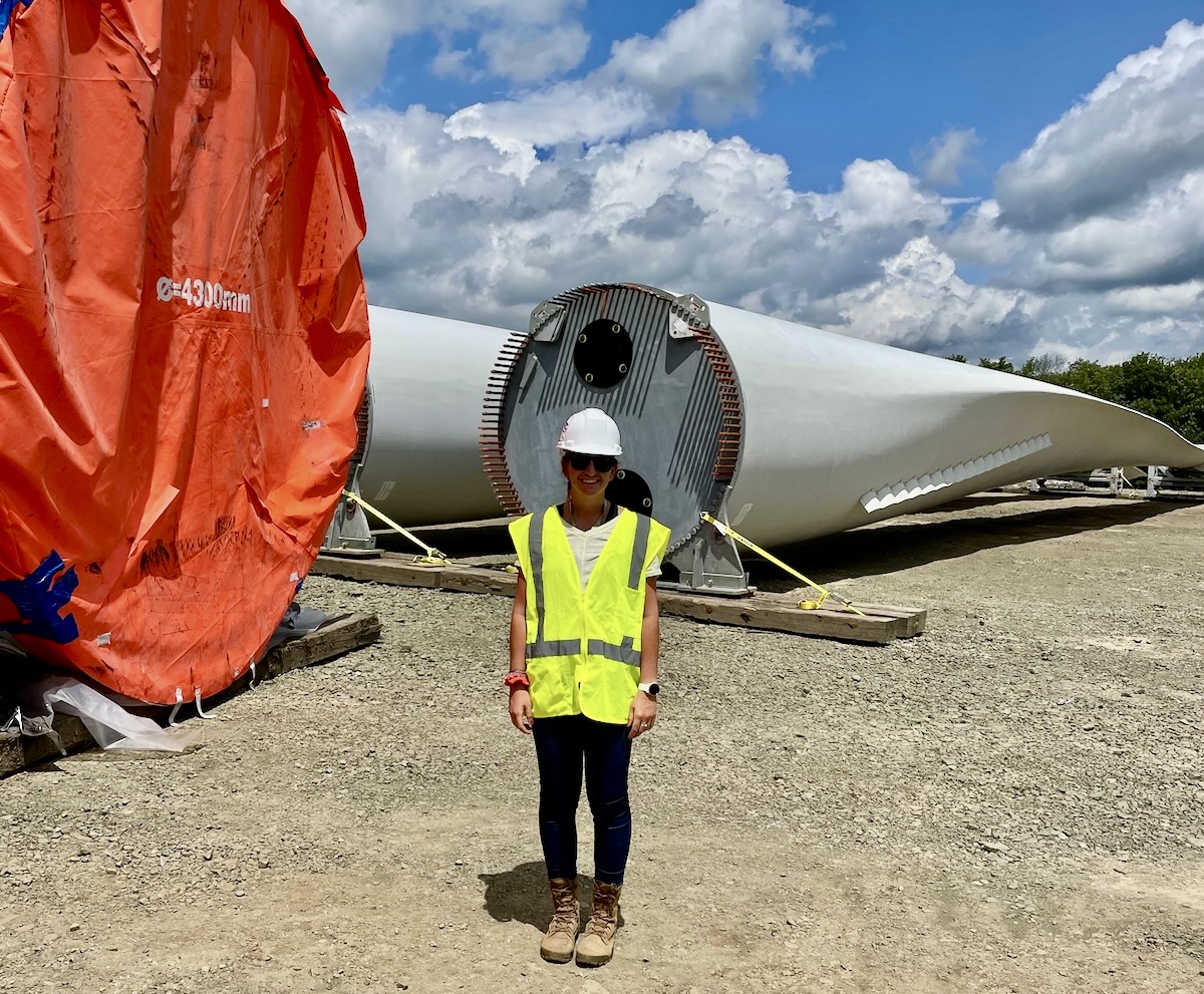 Chimiak outside with turbine pieces