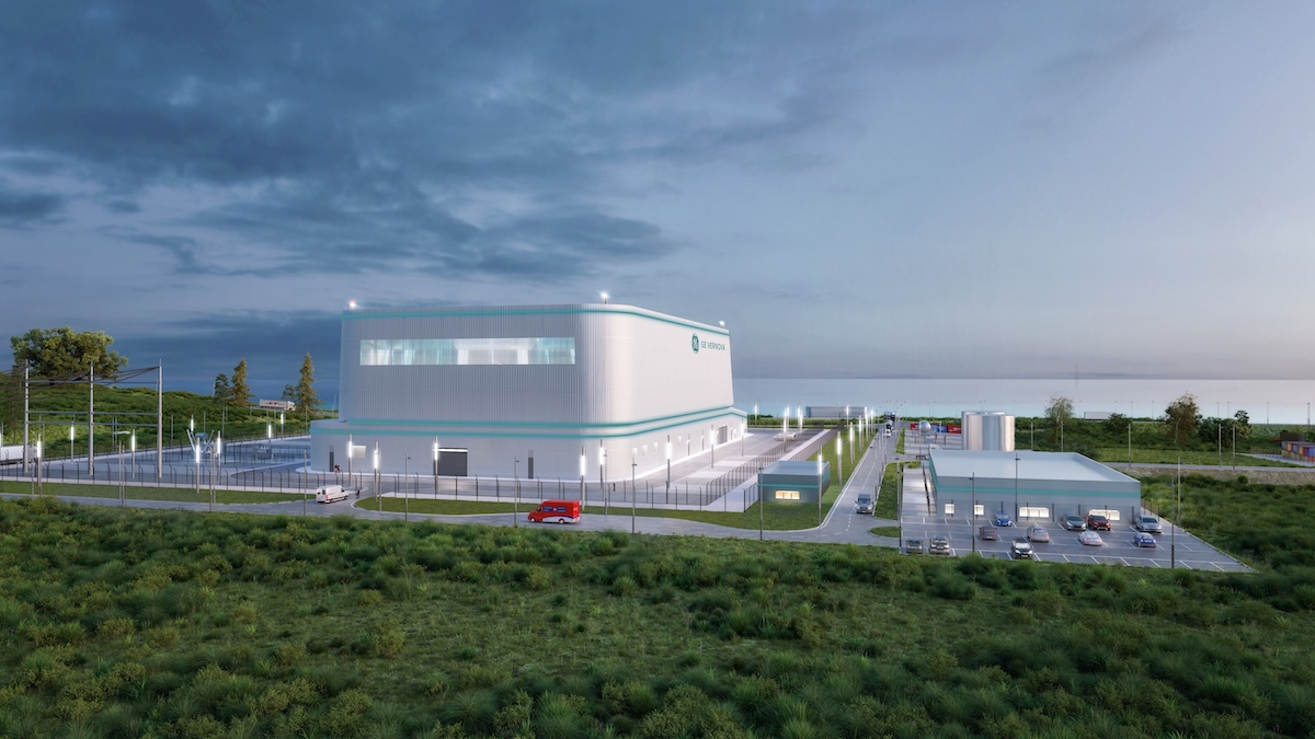 An artist rendering of the GE Hitachi BWRX-300 small modular nuclear reactor