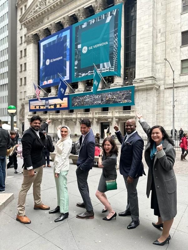 GE Vernova Ambassadors outside the New York Stock Exchange