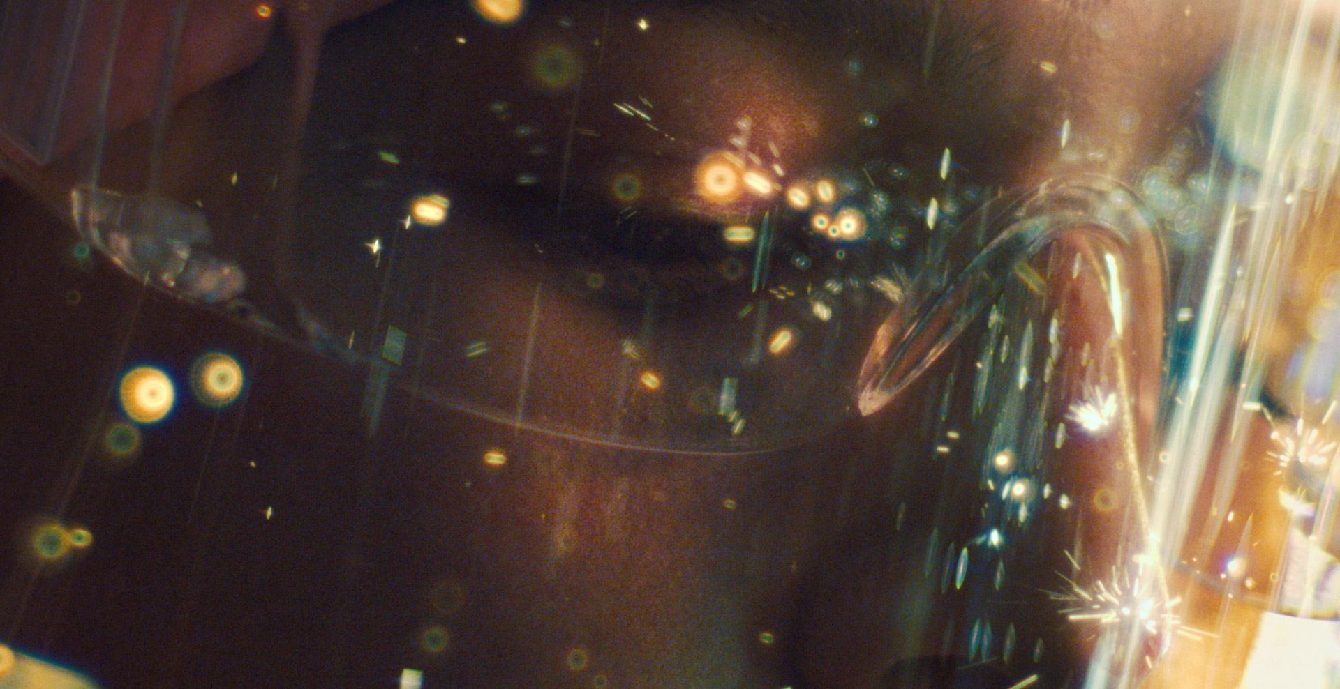 closeup on face of person wearing safety goggles