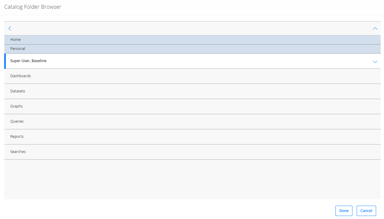 The Catalog Folder Browser window