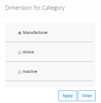 The Dimension for Category window
