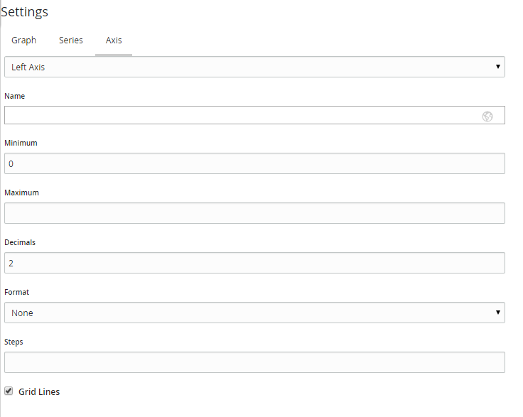 The Axis section of the Settings pane