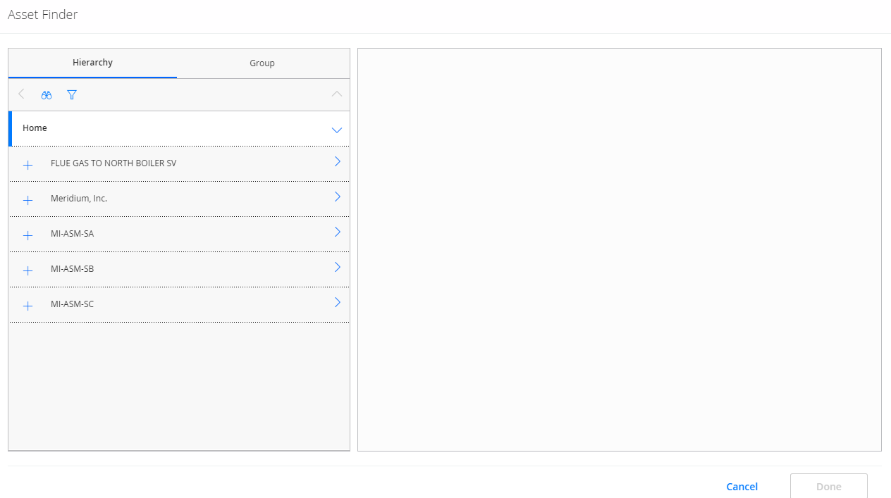 The Asset Finder window