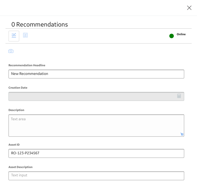 The blank datasheet of a Recommendation