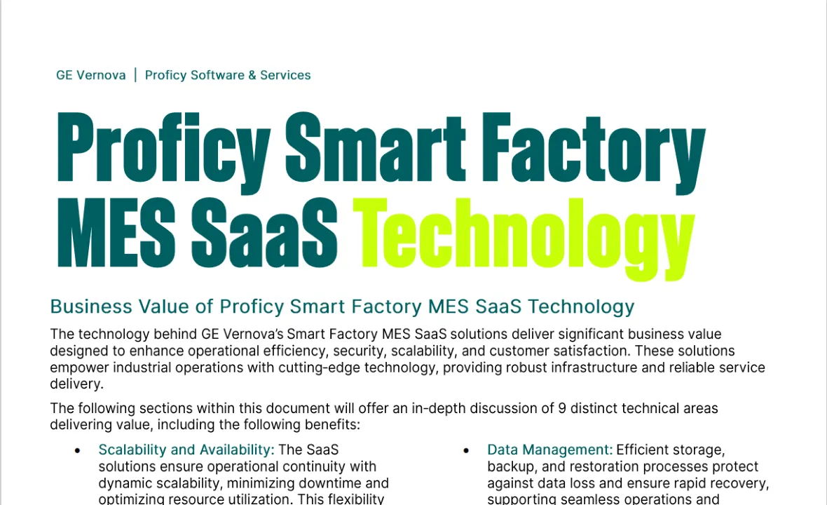 Revolutionizing the Production Line: The Power of Proficy Smart Factory MES SaaS Technology